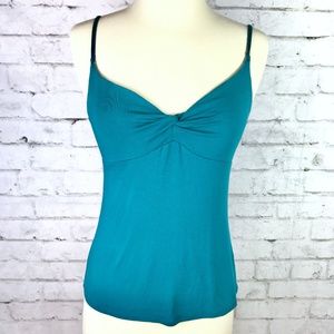 Daisy Fuentes Teal twist tank